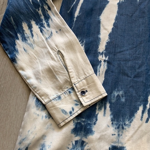 Joh Denim Tye Dye Dress tunic size Large pockets roll up sleeves lightweight - Picture 4 of 13